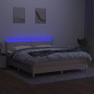 vidaXL Cama box spring con colchón y LED tela crema 180x200 cm vidaXL Cama box spring con colchón y LED tela crema 180x200 cm
