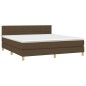 vidaXL Cama box spring con colchón LED tela marrón oscuro 160x200 cm vidaXL Cama box spring con colchón LED tela marrón oscuro 160x200 cm