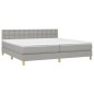 vidaXL Cama box spring con colchón tela y LED gris claro 200x200 cm vidaXL Cama box spring con colchón tela y LED gris claro 200x200 cm