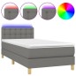 vidaXL Cama box spring con colchón y LED tela gris oscuro 100x200 cm