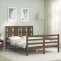 vidaXL Estructura cama y cabecero madera maciza marrón miel 140x200 cm vidaXL Estructura cama y cabecero madera maciza marrón miel 140x200 cm