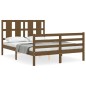 vidaXL Estructura cama y cabecero madera maciza marrón miel 140x200 cm vidaXL Estructura cama y cabecero madera maciza marrón miel 140x200 cm
