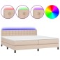 vidaXL Cama box spring colchón LED cuero sintético capuchino 200x200cm vidaXL Cama box spring colchón LED cuero sintético capuchino 200x200cm