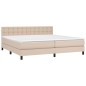 vidaXL Cama box spring colchón LED cuero sintético capuchino 200x200cm vidaXL Cama box spring colchón LED cuero sintético capuchino 200x200cm