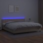vidaXL Cama box spring colchón LED cuero sintético capuchino 200x200cm vidaXL Cama box spring colchón LED cuero sintético capuchino 200x200cm