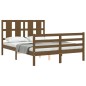 vidaXL Estructura cama y cabecero madera maciza marrón miel 140x200 cm vidaXL Estructura cama y cabecero madera maciza marrón miel 140x200 cm