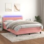 vidaXL Cama box spring colchón y LED terciopelo rosa 140x200 cm vidaXL Cama box spring colchón y LED terciopelo rosa 140x200 cm