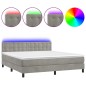 vidaXL Cama box spring colchón y LED terciopelo gris claro 180x200 cm vidaXL Cama box spring colchón y LED terciopelo gris claro 180x200 cm