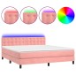 vidaXL Cama box spring colchón y LED terciopelo rosa 180x200 cm vidaXL Cama box spring colchón y LED terciopelo rosa 180x200 cm
