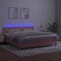 vidaXL Cama box spring colchón y LED terciopelo rosa 180x200 cm vidaXL Cama box spring colchón y LED terciopelo rosa 180x200 cm