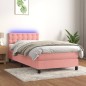 vidaXL Cama box spring colchón y LED terciopelo rosa 90x190 cm vidaXL Cama box spring colchón y LED terciopelo rosa 90x190 cm