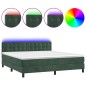 vidaXL Cama box spring colchón y LED terciopelo verde oscuro 180x200cm vidaXL Cama box spring colchón y LED terciopelo verde oscuro 180x200cm