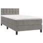 vidaXL Cama box spring colchón y LED terciopelo gris claro 90x190 cm vidaXL Cama box spring colchón y LED terciopelo gris claro 90x190 cm