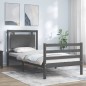 vidaXL Estructura de cama con cabecero madera maciza gris 100x200 cm vidaXL Estructura de cama con cabecero madera maciza gris 100x200 cm