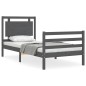 vidaXL Estructura de cama con cabecero madera maciza gris 100x200 cm vidaXL Estructura de cama con cabecero madera maciza gris 100x200 cm