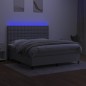 vidaXL Cama box spring colchón y luces LED tela gris claro 180x200 cm