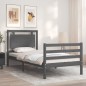 vidaXL Estructura de cama con cabecero madera maciza gris 100x200 cm vidaXL Estructura de cama con cabecero madera maciza gris 100x200 cm