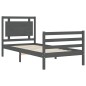 vidaXL Estructura de cama con cabecero madera maciza gris 100x200 cm vidaXL Estructura de cama con cabecero madera maciza gris 100x200 cm
