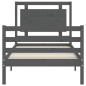 vidaXL Estructura de cama con cabecero madera maciza gris 100x200 cm vidaXL Estructura de cama con cabecero madera maciza gris 100x200 cm