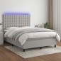 vidaXL Cama box spring colchón y luces LED tela gris claro 140x200 cm vidaXL Cama box spring colchón y luces LED tela gris claro 140x200 cm