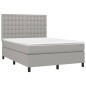 vidaXL Cama box spring colchón y luces LED tela gris claro 140x200 cm vidaXL Cama box spring colchón y luces LED tela gris claro 140x200 cm