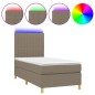 vidaXL Cama box spring colchón y luces LED tela gris taupe 90x200 cm vidaXL Cama box spring colchón y luces LED tela gris taupe 90x200 cm