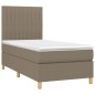 vidaXL Cama box spring colchón y luces LED tela gris taupe 90x200 cm vidaXL Cama box spring colchón y luces LED tela gris taupe 90x200 cm