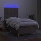 vidaXL Cama box spring colchón y luces LED tela gris taupe 90x200 cm vidaXL Cama box spring colchón y luces LED tela gris taupe 90x200 cm