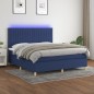 vidaXL Cama box spring colchón y luces LED tela azul 160x200 cm vidaXL Cama box spring colchón y luces LED tela azul 160x200 cm