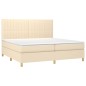 vidaXL Cama box spring colchón y luces LED tela crema 200x200 cm