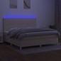 vidaXL Cama box spring colchón y luces LED tela crema 200x200 cm