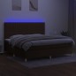 vidaXL Cama box spring colchón luces LED tela marrón oscuro 200x200 cm vidaXL Cama box spring colchón luces LED tela marrón oscuro 200x200 cm