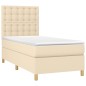 vidaXL Cama box spring colchón y luces LED tela crema 80x200 cm vidaXL Cama box spring colchón y luces LED tela crema 80x200 cm