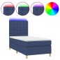 vidaXL Cama box spring colchón y luces LED tela azul 90x190 cm vidaXL Cama box spring colchón y luces LED tela azul 90x190 cm