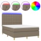 vidaXL Cama box spring colchón y luces LED tela gris taupe 140x200 cm vidaXL Cama box spring colchón y luces LED tela gris taupe 140x200 cm