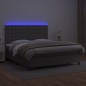vidaXL Cama box spring colchón y LED cuero sintético gris 160x200 cm vidaXL Cama box spring colchón y LED cuero sintético gris 160x200 cm