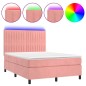 vidaXL Cama box spring colchón y LED terciopelo rosa 140x190 cm vidaXL Cama box spring colchón y LED terciopelo rosa 140x190 cm