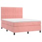 vidaXL Cama box spring colchón y LED terciopelo rosa 140x190 cm vidaXL Cama box spring colchón y LED terciopelo rosa 140x190 cm