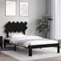 vidaXL Estructura de cama con cabecero madera maciza negro 100x200 cm vidaXL Estructura de cama con cabecero madera maciza negro 100x200 cm