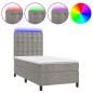 vidaXL Cama box spring colchón y LED terciopelo gris claro 90x200 cm vidaXL Cama box spring colchón y LED terciopelo gris claro 90x200 cm