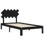 vidaXL Estructura de cama con cabecero madera maciza negro 100x200 cm vidaXL Estructura de cama con cabecero madera maciza negro 100x200 cm