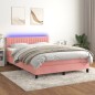 vidaXL Cama box spring colchón y LED terciopelo rosa 140x190 cm vidaXL Cama box spring colchón y LED terciopelo rosa 140x190 cm
