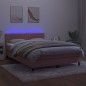vidaXL Cama box spring colchón y LED terciopelo rosa 140x190 cm vidaXL Cama box spring colchón y LED terciopelo rosa 140x190 cm
