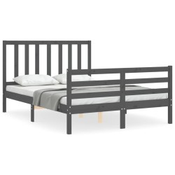 vidaXL Estructura de cama con cabecero madera maciza gris 140x200 cm
