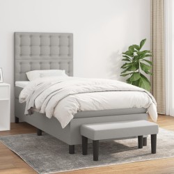 vidaXL Cama box spring con colchón tela gris claro 100x200 cm