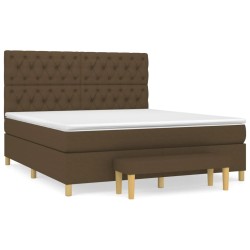vidaXL Cama box spring con colchón tela marrón oscuro 160x200 cm