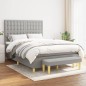 vidaXL Cama box spring con colchón tela gris claro 140x190 cm vidaXL Cama box spring con colchón tela gris claro 140x190 cm