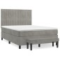 vidaXL Cama box spring con colchón terciopelo gris claro 140x190 cm vidaXL Cama box spring con colchón terciopelo gris claro 140x190 cm