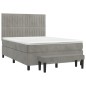 vidaXL Cama box spring con colchón terciopelo gris claro 140x190 cm vidaXL Cama box spring con colchón terciopelo gris claro 140x190 cm