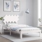 vidaXL Estructura de cama con cabecero madera maciza blanco 100x200 cm vidaXL Estructura de cama con cabecero madera maciza blanco 100x200 cm